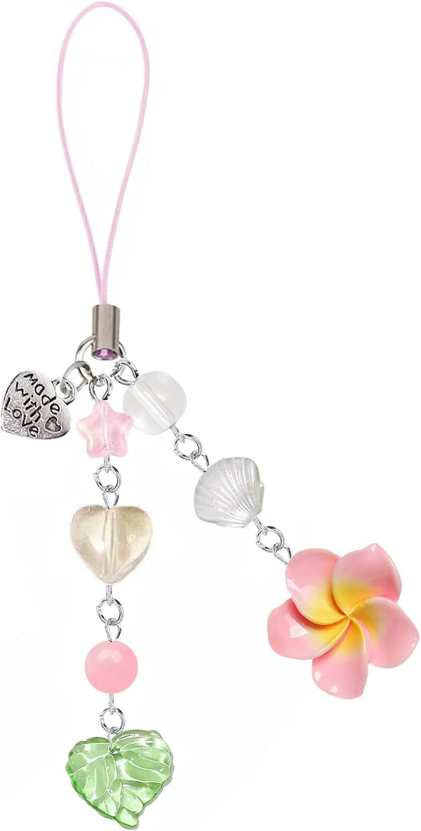 Agromusk Hibiscus Flower Phone Charms,Cute Y2K Cell Phone Straps Aesthetic Star Summer
