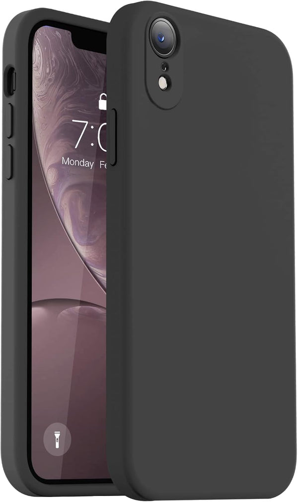 Vooii iPhone XR Case - Black, Upgraded Liquid Silicone, Soft Anti-Scratch Microfiber Lining, Square Edges, Camera