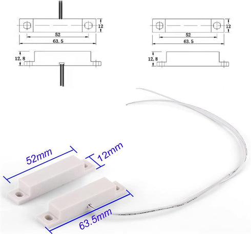 10pcs Surface Mount Alarm 10W 100V 0.5A in Max Magnetic Contact Ideal for Door Window Security with Lead Wire and 3M Adhesive Paper