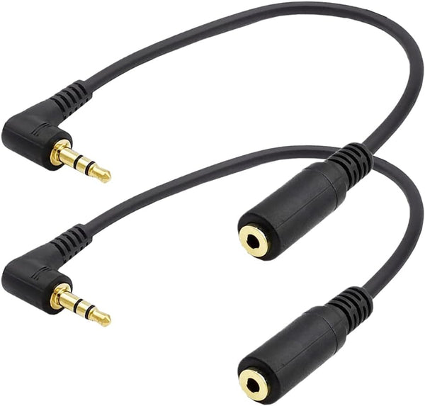 Seadream 2Pack 3.5mm Angle Male to 2.5mm Female Headset Audio Adapter Cable Extender