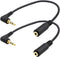 Seadream 2Pack 3.5mm Angle Male to 2.5mm Female Headset Audio Adapter Cable Extender