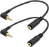 Seadream 2Pack 3.5mm Angle Male to 2.5mm Female Headset Audio Adapter Cable Extender