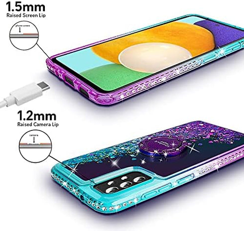 Silverback Bling Holographic Sparkle Case for Galaxy A52 5G / A52s 5G, Diamond Ring Protective Cover, Purple