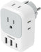 TESSAN Type E F Plug Adapter, Germany France Power Adapter with 3 USB Ports and 4 AC Outlets for US to Europe Travel