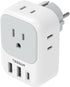 TESSAN Type E F Plug Adapter, Germany France Power Adapter with 3 USB Ports and 4 AC Outlets for US to Europe Travel