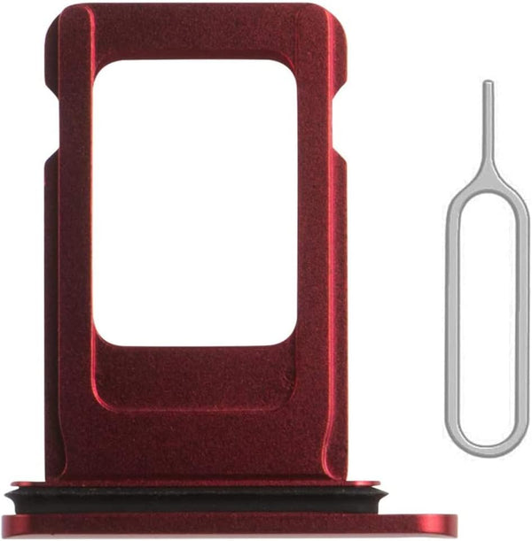 SIM Card Tray Holder Slot Replacement for iPhone 11 (Red), with Waterproof Rubber Ring and Eject Pin