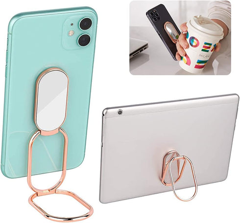 Cell Phone Ring Holder, CLZWiiN Foldable 360° Rotation Stand for Desk, Magnetic Car Mount (Rose Gold)