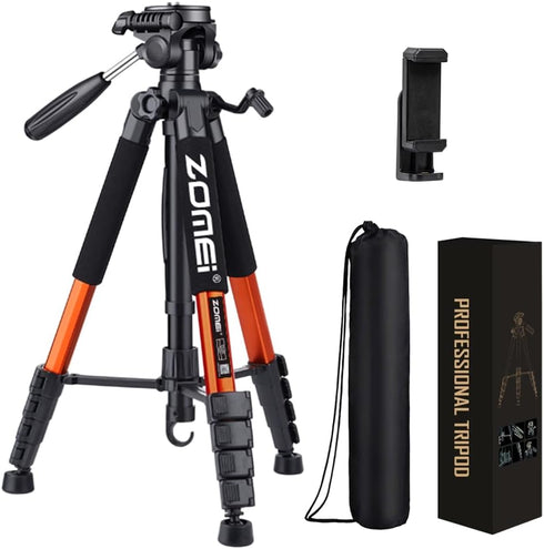 Tripod Camera Tripods, 74" Heavy Duty Tall Stand with Phone Holder, Compatible with DSLR, Cell Phones, Projector
