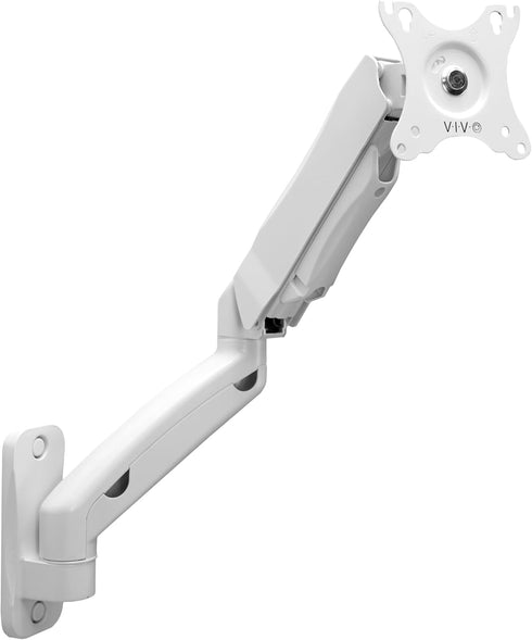 VIVO Height Adjustable Pneumatic Single Monitor Wall Mount, Full Motion Articulating for 17 to 27 inch Screen, White