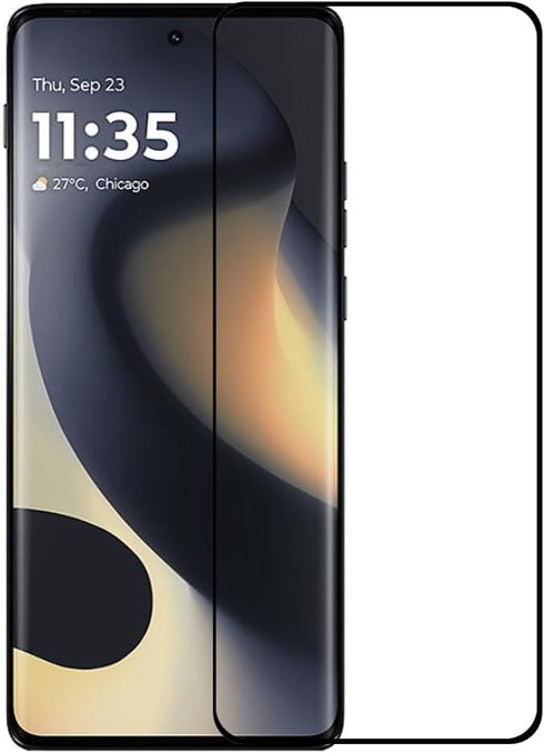 [2 Pack For Motorola Moto Edge 2024 Black 3D Curved Protective Tempered Glass Screen Protector