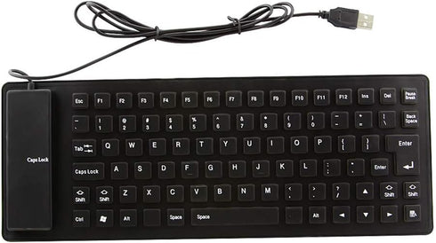 Foldable Silicone Keyboard, USB Wired 85 Keys Waterproof Soft Touch Silent Typing for PC Laptop Notebook (Black)