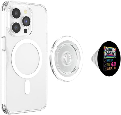 Game Controller Player Birthday 48 Wake Up Turn And Game All Day Birthday PopSockets PopGrip for MagSafe