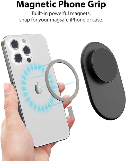 Magnetic Phone Grip for MagSafe, Adjustable Phone Ring Holder Kickstand Compatible with iPhone Mag-Safe Accessories