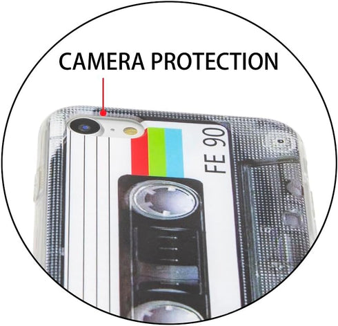 80s Retro Tape Cassette Soft Back Cover Phone Case for iPhone 7, 8, SE 2020/2022 - Compatible & Stylish!