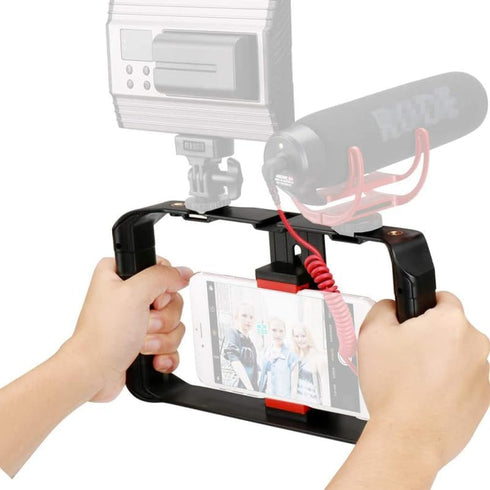 ARTIBETTER Filmmaking 9.84X5.11X1.57In Mobile Phone Video Rig Handheld Camera Holder with Cold Shoe Mounts