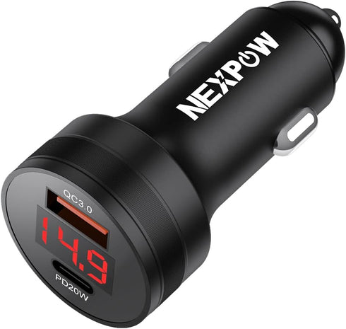 NEXPOW 38W USB C Car Charger, Fast USB Car Charger Adapter PD 20W or QC3.0 Compatible with Jump Starter