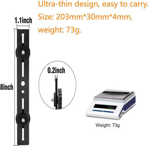 Dual Flash Bracket 8in/20.3cm Camera Mount Tripod with 1/4 Screw Hot Shoe for LED Light Microphone Photography