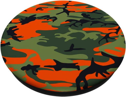 Pop Military Camouflage Pattern, Green Black Orange Camo, PopSockets Standard PopGrip