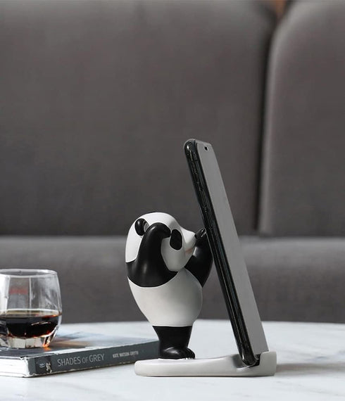 Phone Stand Desk Accessories, Resin Panda Figurines Home Decor Decorative Tabletop Ornaments Cute Phone Holder