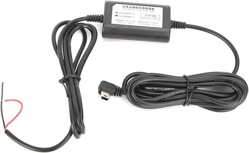 Dash Cam Hardwire Kit - 12V/24V to 5V 2.5A Parking Monitor Converter Cable, Left Angle Mini USB