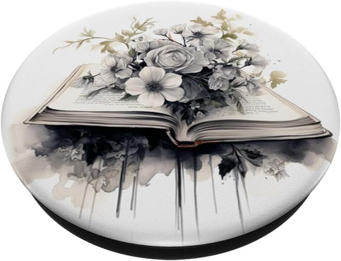 Reading Books And Flowers Librarian Book Lover Floral PopSockets Standard PopGrip