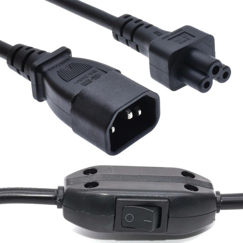 Strhowill 0.3m C14 C5 10A 250V 320 PDU(0.3M C14 C5 to Power Cable with On/Off Switch, IEC Cord for Laptop, Monitor