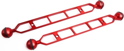 Red 11" Double Ball Aluminum Alloy Extension Arm, 1" Ball Head Connector for Underwater Arm, 2pack