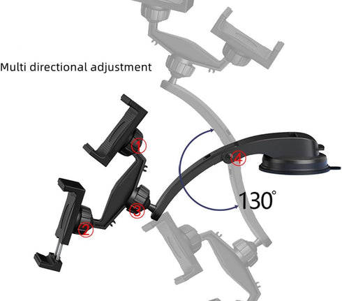 Dual Car Phone Mount, Adjustable Phone Holder for Car Dashboard, Compatible with 3.5 to 6.8 inch Smartphones