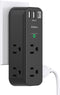 Surge Protector Outlet Extender, 6 AC Multi Plug with 3 USB Ports, 1800J Wall Charger, Black