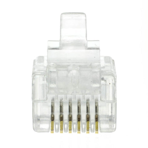 QualConnect Phone/Data RJ12 Crimp Connectors for Flat Cable, 6P6C, 50 Pieces