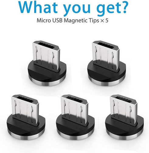 Terasako 5 Pack Magnetic Connector Tips for Micro USB Android Devices