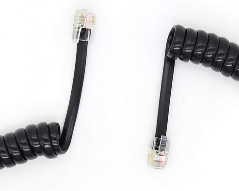Telephone Handset Cord Detangler Cable, 2.64 to 22 Feet Uncoiled, Black, 2pcs Spiral Curly Cable Extension