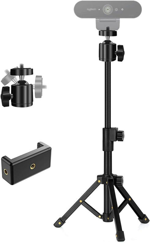 Khazylorr Webcam Tripod Stand, Extendable Webcam Stand for Desk Small Camera Tripod for