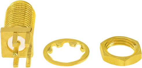 Superbat SMA Connectors Female PCB Edge Mount Solder RF Coaxial Adapter, 10pcs Bulkhead Connector for 0.062 inch