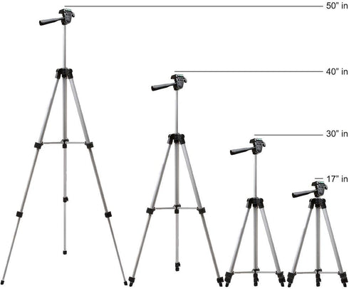 50 Inch Aluminum Camera Tripod for Canon, Nikon, Sony, Samsung, Olympus, Panasonic & Pentax + eCost Microfiber