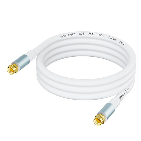LDKCOK 3ft Coaxial Cable White, Premium RG6 75 Ohm Coax Cable for High-Speed