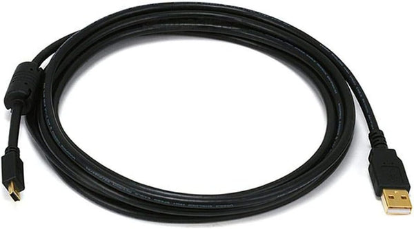 Monoprice USB 2.0 Type-A Male to Mini-B 5pin Male Cable, Gold Plated, 6 Feet, Black