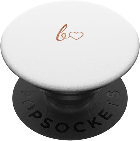 Rose Initial Letter B Heart Minimalist PopSockets Standard PopGrip, White