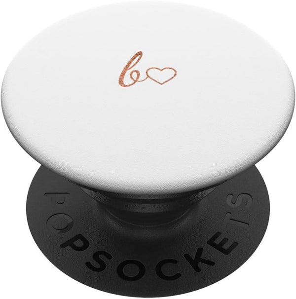 Rose Initial Letter B Heart Minimalist PopSockets Standard PopGrip, White