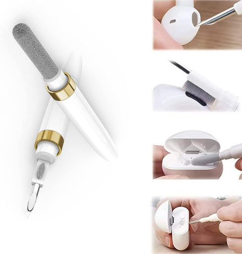 ECP4in1 Airpod Cleaner Kit - Earbud Cleaning Tool with Flocked Sponge, Metal Pen Tip, and High-Density Brush