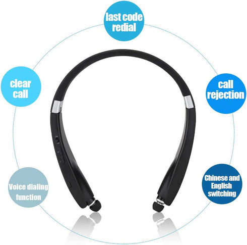 Sx991 Foldable Neck Hanging Type Bluetooth Headphones Model Sx 991, Telescopic Earphone, Black