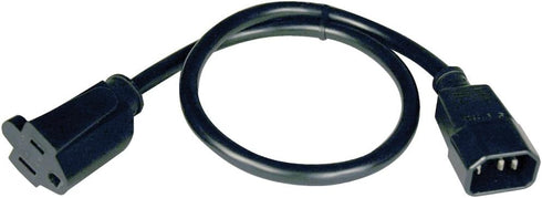 Tripp Lite Standard Computer Power Cord, 12A, 16AWG, 2-ft. (IEC-320-C14 to NEMA 5-15R), Black (P002-002)