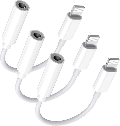Lightning to 3.5 mm Headphone Jack Adapter, Apple MFi Certified, 3 Pack for iPhone 14 13 12 11 XS XR