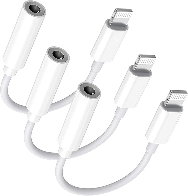 Lightning to 3.5 mm Headphone Jack Adapter, Apple MFi Certified, 3 Pack for iPhone 14 13 12 11 XS XR