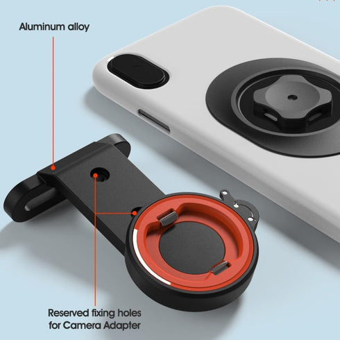 Quick-Release Mountain Bike Phone Mount, Out-Front Bicycle Phone Mount for Bike Mtb Road Bike Stem, Aluminum Bike Phone Holder with Adhesive Adapter Pad for 4.7-7.0" Smartphones and iPhone