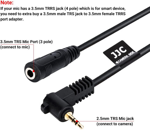 JJC 3.5mm Female to 2.5mm Male Microphone Audio Cable Mic Adapter for Fuji Fujifilm X-T30 II X-T30 X-T20 X-T10 X-PRO3 X-T100 X100V X100F X100T X-PRO2 X-T1 X-E3 X-E2S X-E2 X-E1 and XF10 Camera by JJC
