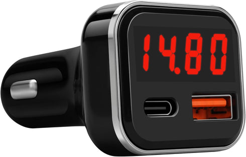 USB C Car Charger Adapter with Volt Meter, 30W Cigarette Lighter Adapter with Voltmeter, Fast Charging for iPhone 15