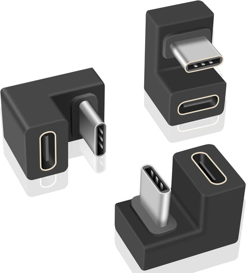 Poyiccot USB C U Shape Adapter, 3 Pack 180 Degree USB C to USB C Extension Adapter (Type-C 3.1 Gen 2)