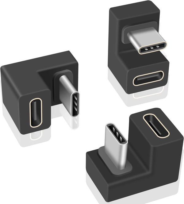 Poyiccot USB C U Shape Adapter, 3 Pack 180 Degree USB C to USB C Extension Adapter (Type-C 3.1 Gen 2)