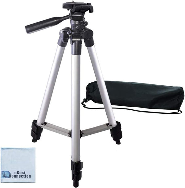 50 Inch Aluminum Camera Tripod for Canon, Nikon, Sony, Samsung, Olympus, Panasonic & Pentax + eCost Microfiber